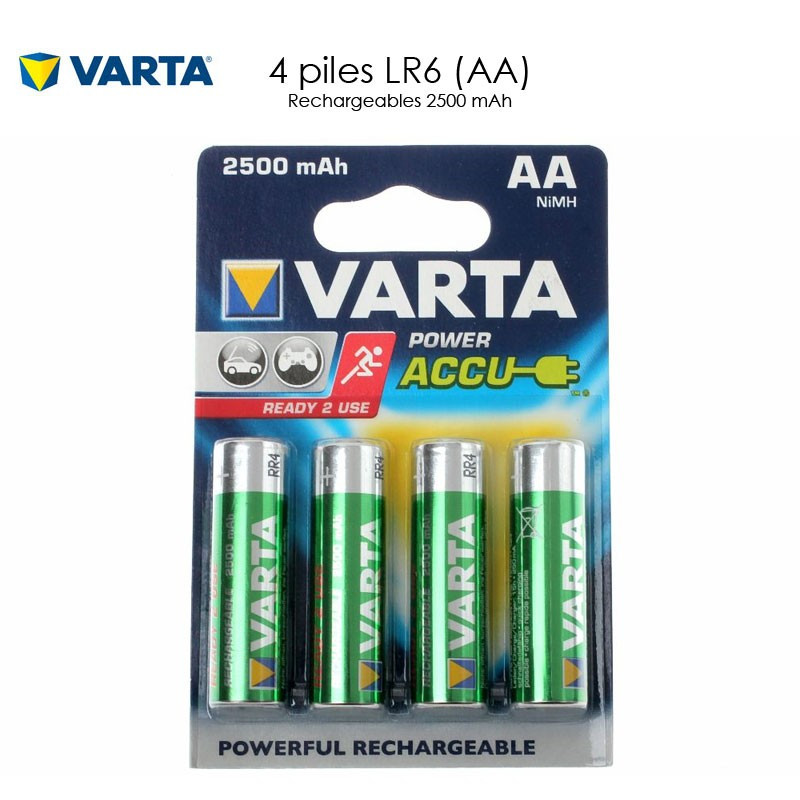 Lot de 4 piles LR6 (AA) rechargeables de marque Varta