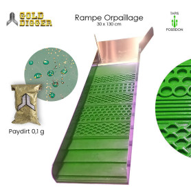 Pack rampe orpaillage 30x130cm tapis Poséidon vert + paydirt 0.1g
