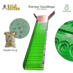 Pack rampe orpaillage 20x125cm tapis Devin Gold vert + paydirt 0.1g