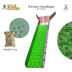 Pack rampe orpaillage 20x125cm tapis JL vert + paydirt 0.1g