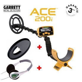 Détecteur de métaux Garrett ACE 200i avec casque audio Garrett et protège disque