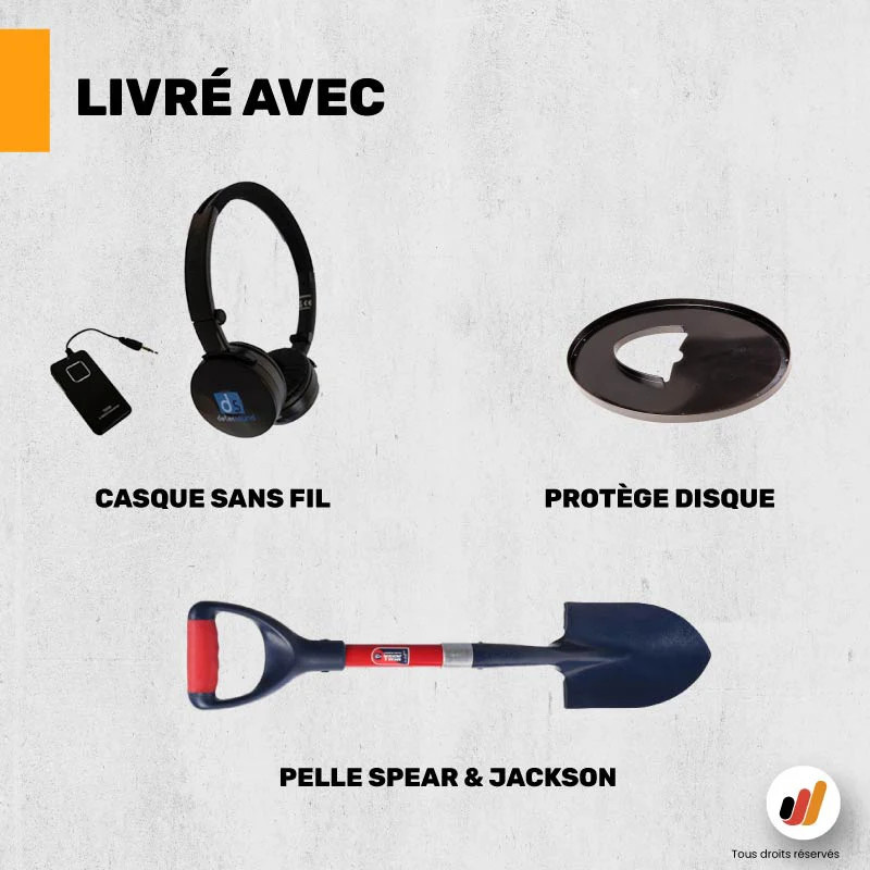 Garrett ACE 150 + Protège disque + casque sans fil + pelle
