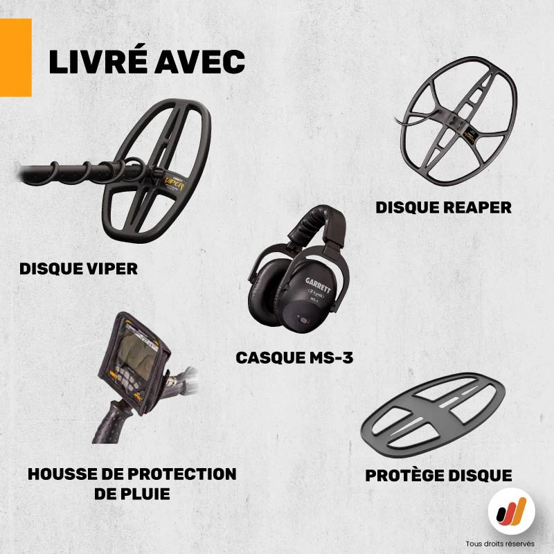 Garrett Apex + casque MS-3 + Disques Viper et Reaper