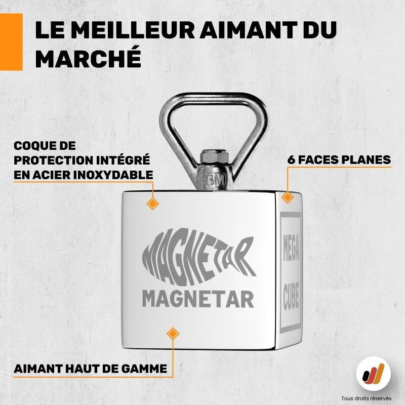 Aimant néodyme Magnetar MEGACUBE 2700 kg - Detecteurs.fr