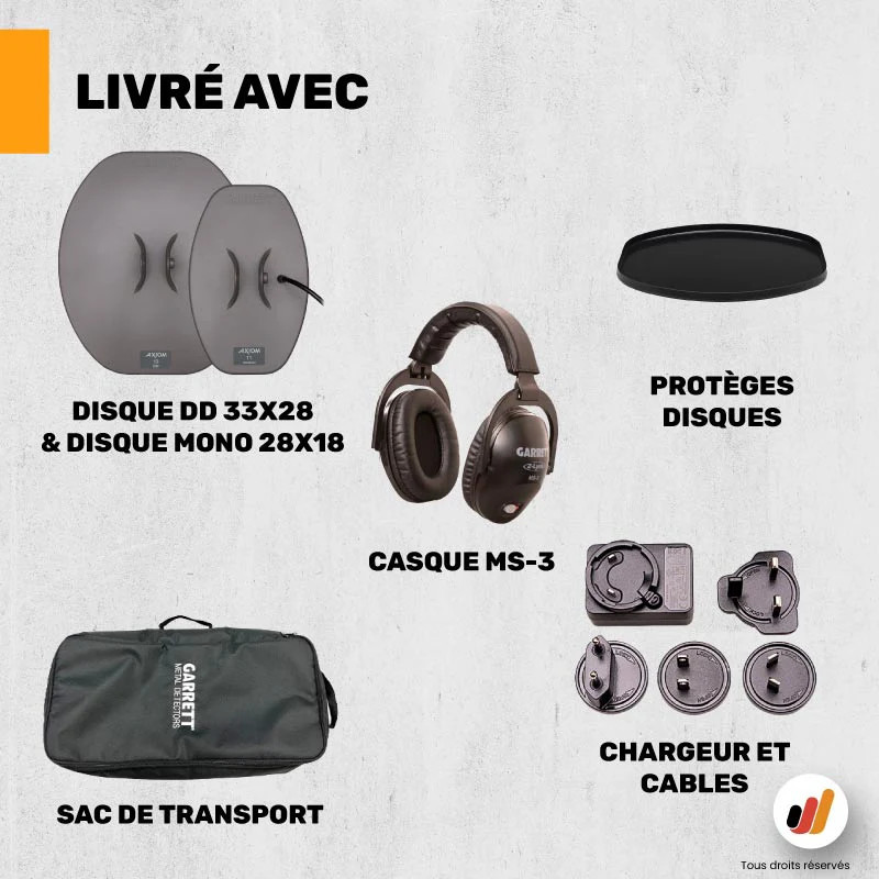 Garrett Axiom disque mono 33x28 + casque MS-3