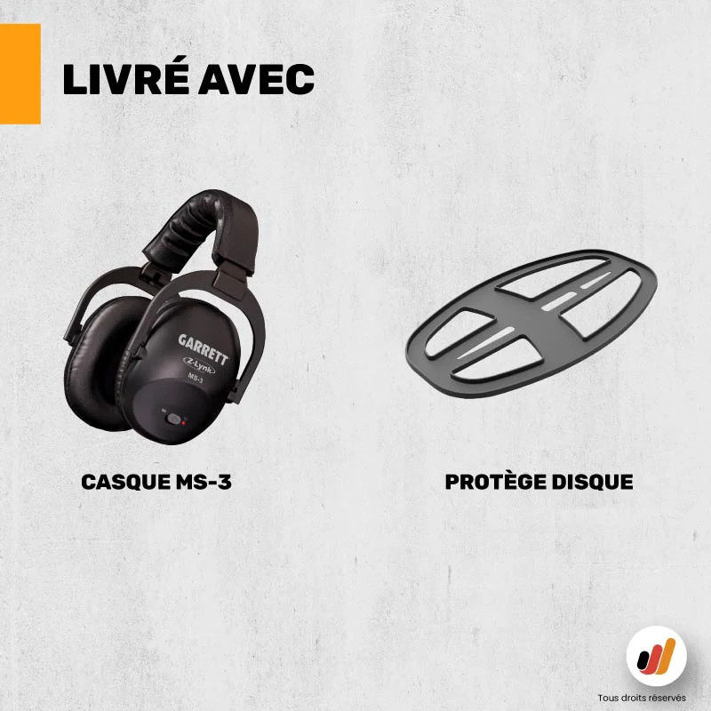 Garrett Ace Apex avec Casque audio sans fil Z-Lynk Disque Raider