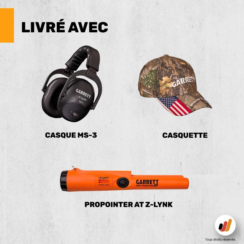 Garrett Apex + casque audio sans fil Z-Lynk + pointer AT