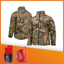 Blouson chauffant camouflage M12 Milwaukee avec batterie 3Ah et chargeur