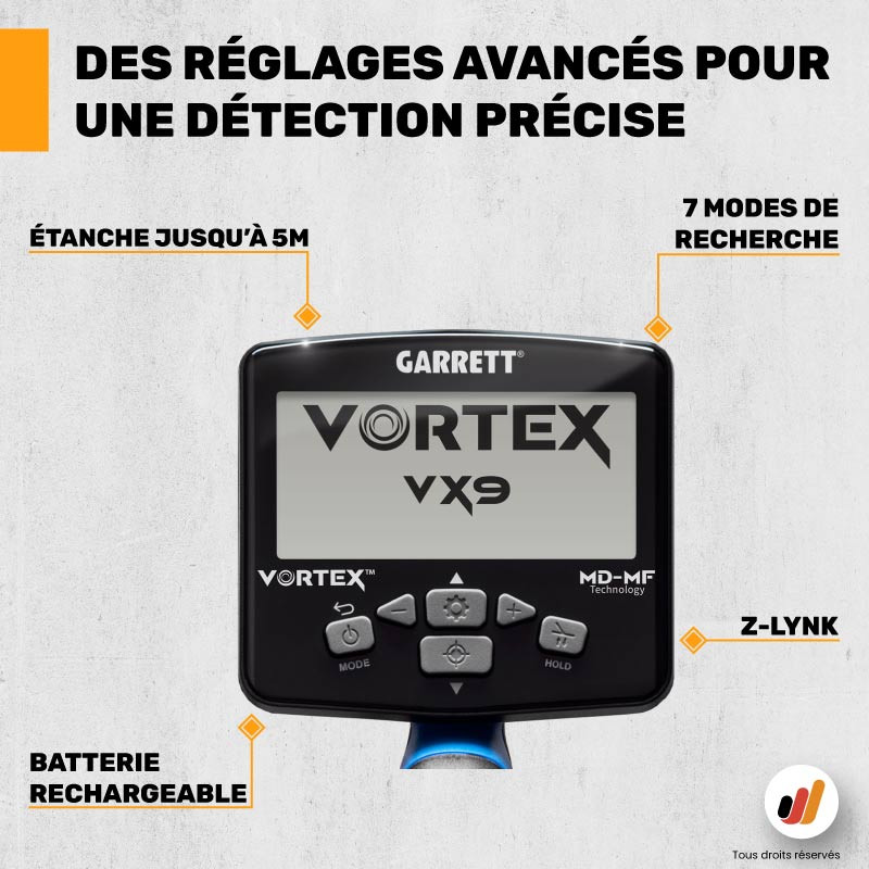Détecteur Garrett Vortex  VX9 - Detecteurs.fr