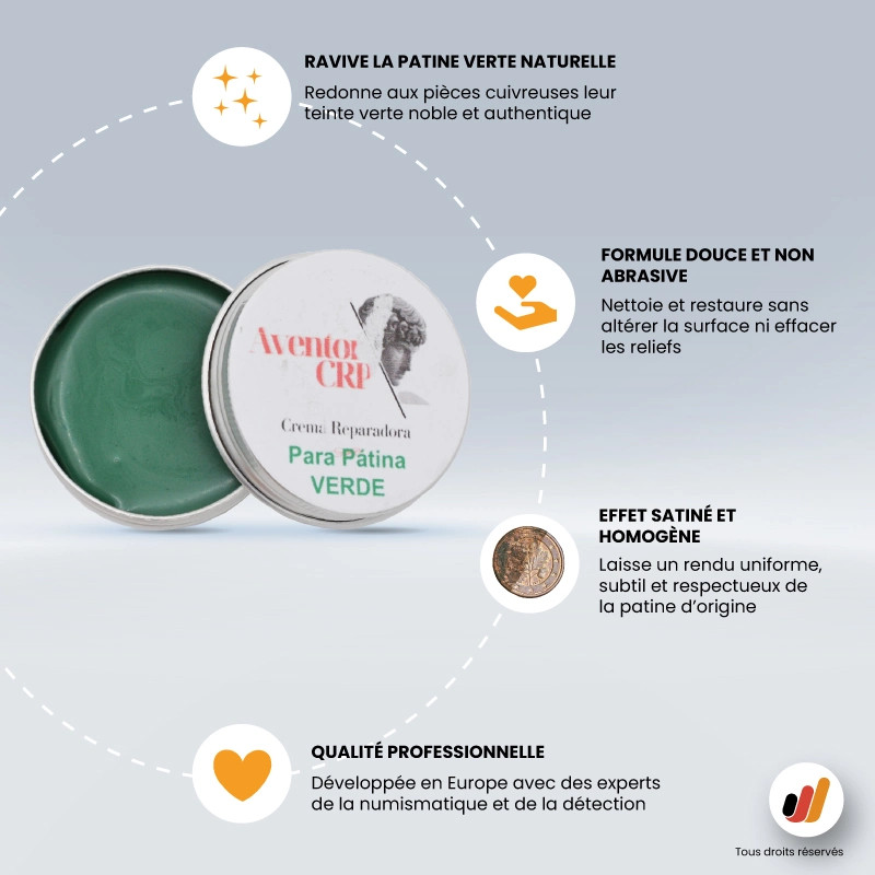 Crème CRP patine verte Aventor Coin | Nettoyage monnaies anciennes