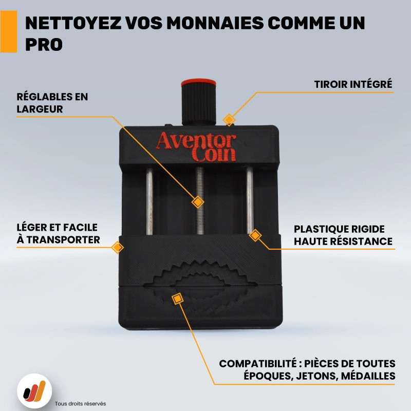 Étau Aventor Coin avec tiroir | Nettoyage précis de vos pièces