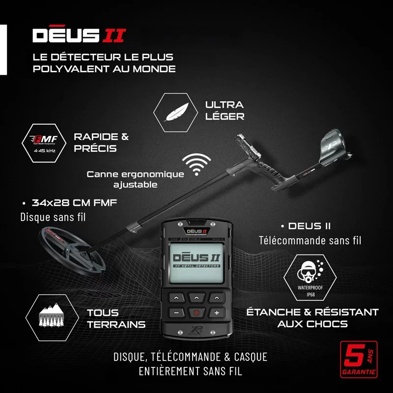 XP Déus 2 FMF RC 34x28 cm + WS6 + MI-6 – Pack complet