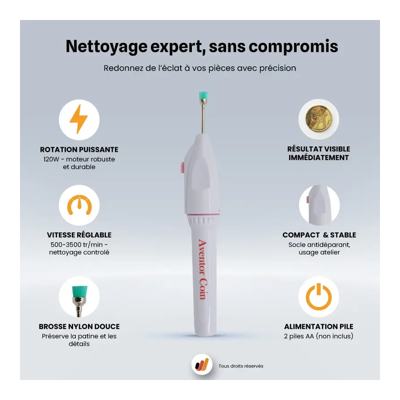 Tour nettoyage pièces Aventor Coin | Accessoire détection expert