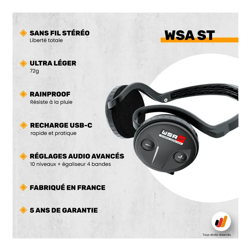 Casque XP WSA ST : sans fil stéréo Déus 2 | Detecteurs.fr