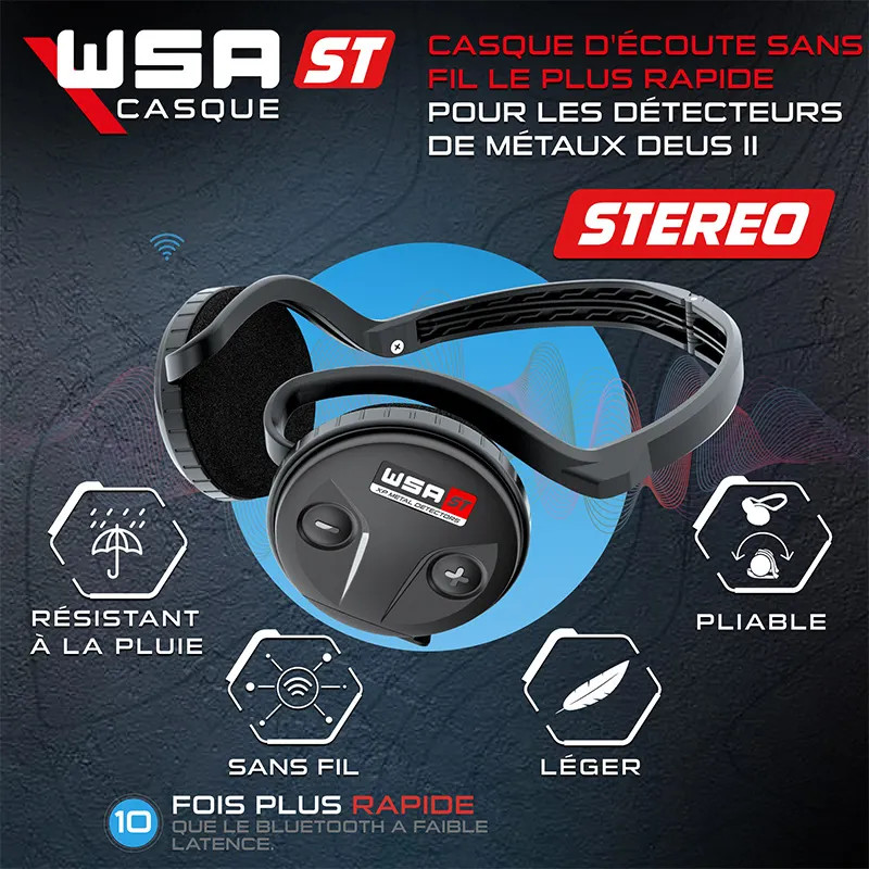 Casque XP WSA ST : sans fil stéréo Déus 2 | Detecteurs.fr