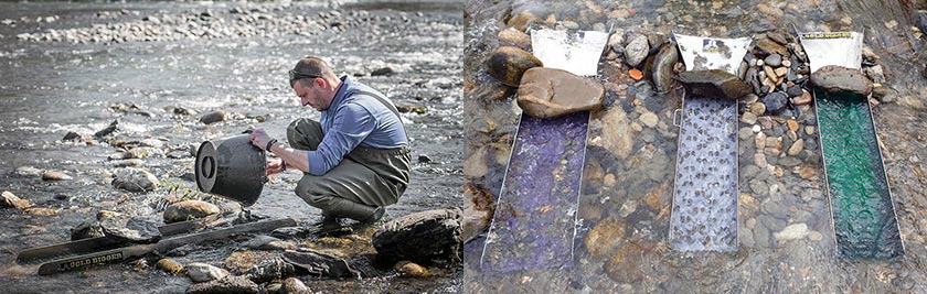 Orpaillage : technique de lavage à la rampe, sans pompe